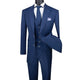 Men's Blue Gangster Stripe 3-Piece Regular Fit Suit with Adjustable Waistband