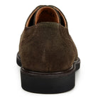 Back view of olive Italian suede Derby shoe