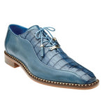 Belvedere Genuine Caiman Crocodile & Italian Calf Leather Shoes in Antique Blue Jean - Gabriele
