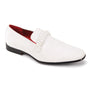 Vignus Collection: Men's Velvet Plain Toe Smoker Shoes with Braided Strap in White