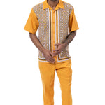 Titan Collection: Men's Symmetrical Argyle Walking Suit Set In Gold