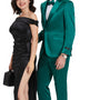 Tales Collection: Men's Sharkskin 3-Pc Suit with Peak Lapel In Green- Slim Fit