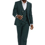 Urbane Collection: Men's Solid 3-Piece Suit In Green - Slim Fit