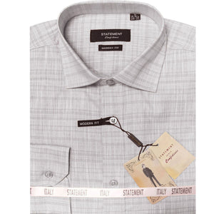 Men’s Grey Self-Textured Dress Shirt Modern Fit