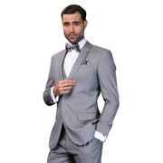 Eskimo Collection: Men's Ultra Slim Fit Stretch Fabric 3PC Suit In Grey