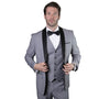 Varuna Collection: Grey Tailored Fit Shawl Lapel 3PC Tuxedo