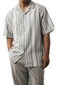Modern Stripe Collection: Grey Vertical Striped Shirt With Matching Pants