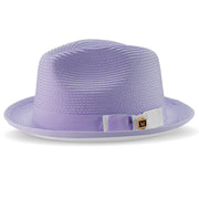 Innovique Collection: Gunmetal White Bottom Braided Stingy Brim Pinch Fedora Hat