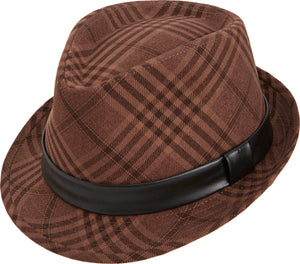 Beehive Collection: Brown Argyle Snap Stingy Brim Fedora Hat
