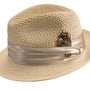 Altair Collection: Tan Braided Fedora with Feather Accent