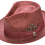 Leo Collection: Montique Cognac Teardrop Fedora in Polyester Blend