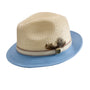 BraidAire: Montique Cream & Light Blue Braided Fedora with Airy Crown