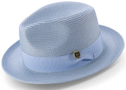 Aurorify Collection: Carolina Braided Wide Brim Pinch Fedora Matching Grosgrain Ribbon Hat