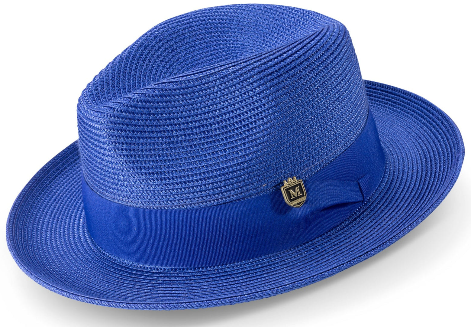 royal braided wide brim pinch crown fedora with grosgrain ribbon band