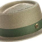 Olive Green Pork Pie Hat with Montique Pin