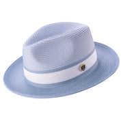 Lorde Collection: Carolina Two-tone Pinch Hat Wide Brim Straw Fedora