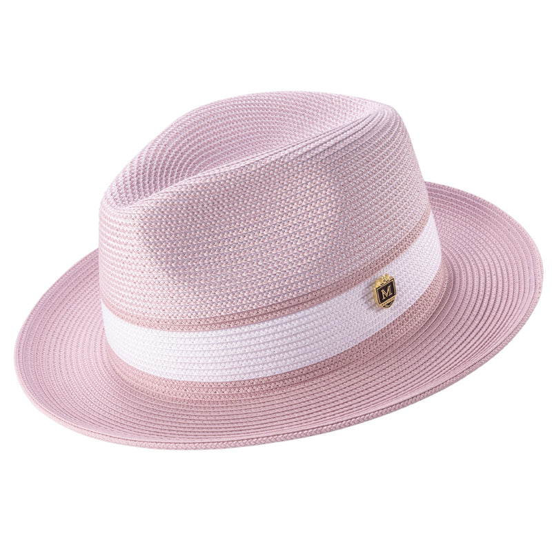 Lorde Collection Mauve Two-Tone Wide Brim Straw Fedora at Suits and More