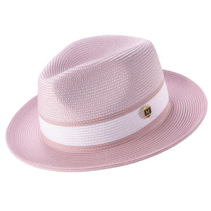 Lorde Collection: Mauve Two-tone Pinch Hat Wide Brim Straw Fedora