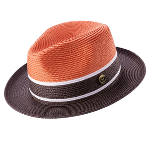 Brown and Orange Three Tone Fedora Hat by Montique