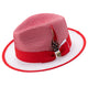 Shethys Collection: Montique Red & White Center Crease Fedora Hat