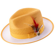 Gold and White Two-Tone Ventilated Fedora Hat by Montique