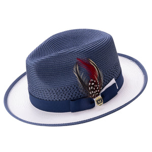 Dionysia Collection: Montique Men’s Navy and White Two-Tone Fedora Hat