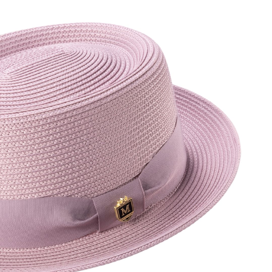 Montique Men's Solid Mauve Straw Pork Pie Hat – Suits & More