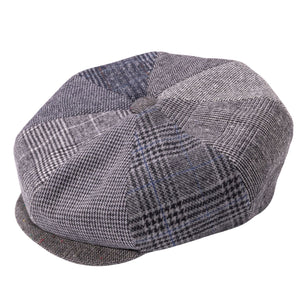 Clervaux Collection: Montique Men’s Patchwork Grey Gatsby Cap