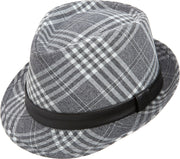 Beehive Collection: Grey Argyle Snap Stingy Brim Fedora Hat
