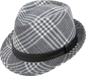 Beehive Collection: Grey Argyle Snap Stingy Brim Fedora Hat