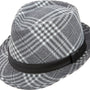 Grey Argyle Snap Stingy Brim Fedora Hat