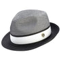Ivorythm Collection: Black Brim Two Tone Braided Pinch Fedora Hat