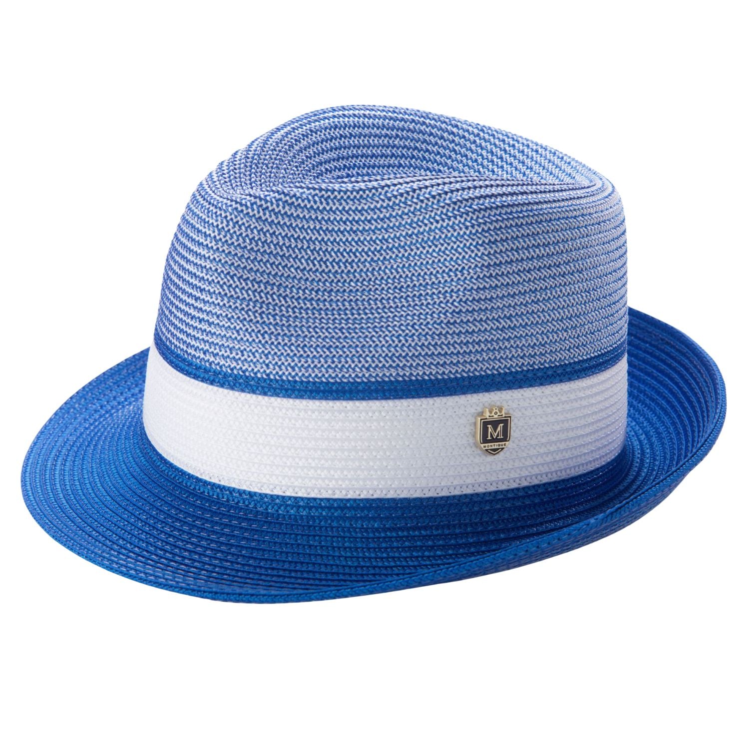 Montique Royal White Two-Tone Braided Pinch Fedora Hat