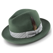 Crossline Collection: Montique Hunter 2 ½" Brim Wool Pinch Fedora With Matching Ribbon Hat