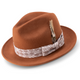 Cognac 2 1/2 Inch Wool Felt Fedora Hat with Ribbon by Montique
