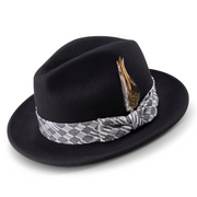 Ashcroft Collection: Montique Black 2 ½" Brim Wool Pinch Fedora With Matching Ribbon Hat
