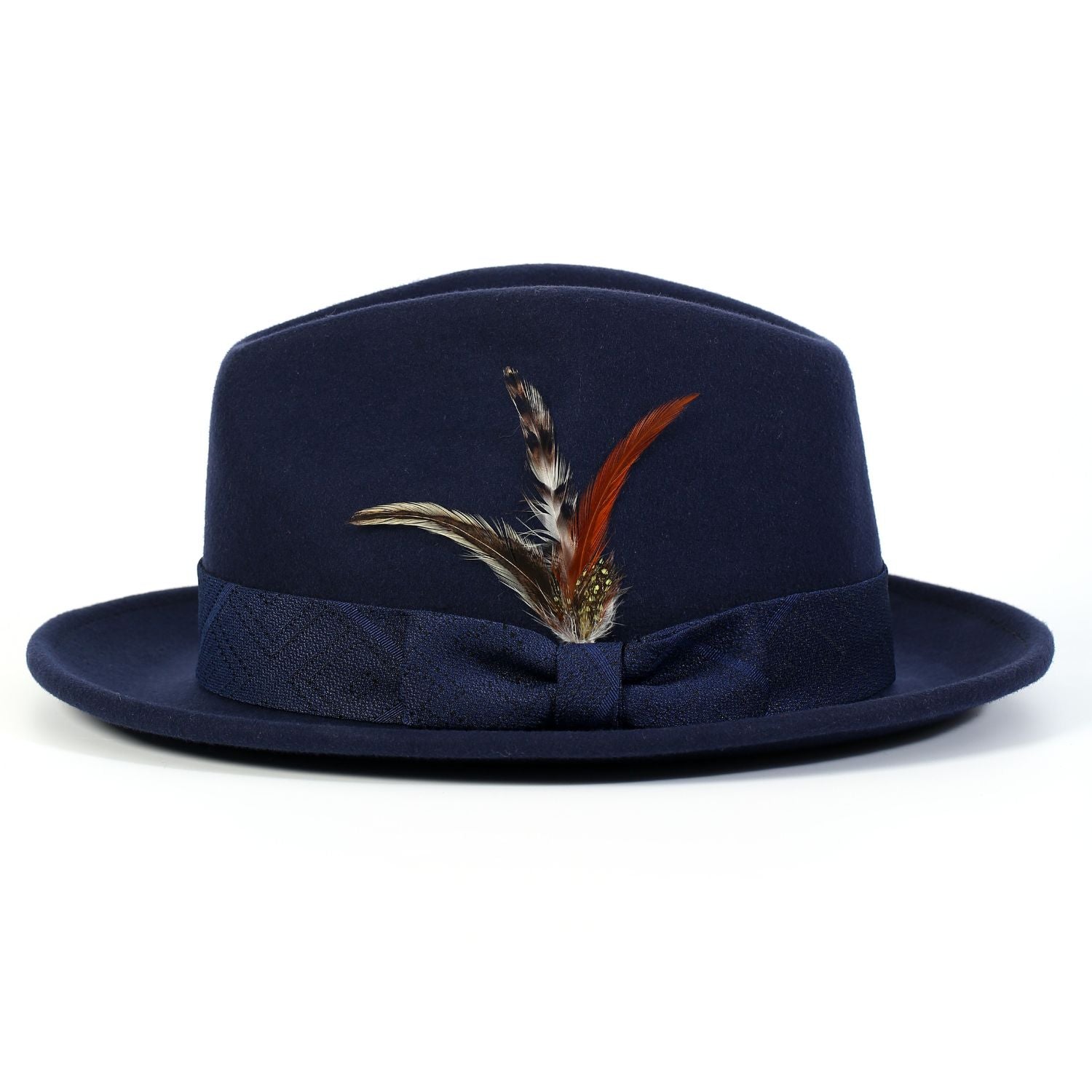Navy Wool Felt Fedora Hat Wide Brim by Montique – Suits & More