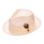 Leo Collection: Montique Natural Teardrop Fedora in Polyester Blend