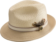 Cream Braided Fedora Hat with Maize Brim and Airy Crown by Montique - FINAL SALE