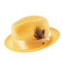 Glossaric Collection: Canary Solid Color Pinch Braided Fedora With Matching Satin Ribbon Hat