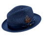 Glossaric Collection: Navy Solid Color Pinch Braided Fedora With Matching Satin Ribbon Hat