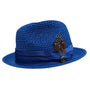Glossaric Collection: Cobalt Solid Color Pinch Braided Fedora With Matching Satin Ribbon Hat