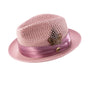 Glossaric Collection: Rose Solid Color Pinch Braided Fedora With Matching Satin Ribbon Hat