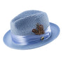 Glossaric Collection: Chambray Solid Color Pinch Braided Fedora With Matching Satin Ribbon Hat