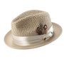 Glossaric Collection: Khaki Solid Color Pinch Braided Fedora With Matching Satin Ribbon Hat