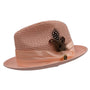 Glossaric Collection: Peach Solid Color Pinch Braided Fedora With Matching Satin Ribbon Hat