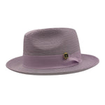 Aurorify Collection: Lavender Braided Wide Brim Pinch Fedora Matching Grosgrain Ribbon Hat