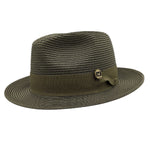 Aurorify Collection: Olive Braided Wide Brim Pinch Fedora Matching Grosgrain Ribbon Hat