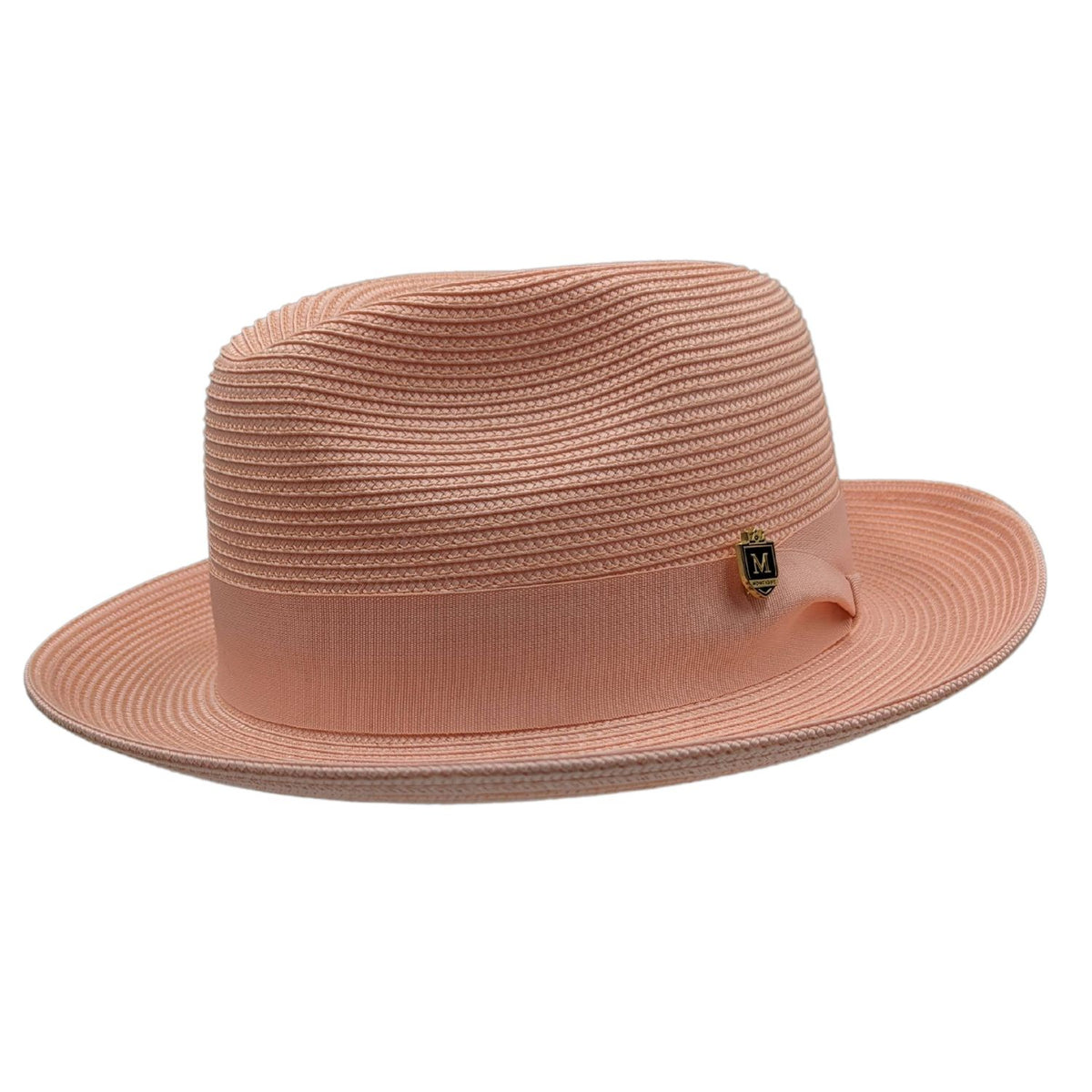 Aurorify Collection Peach Braided Wide Brim Pinch Fedora Hat Suits