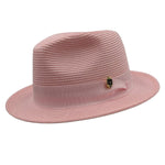 Aurorify Collection: Pink Braided Wide Brim Pinch Fedora Matching Grosgrain Ribbon Hat